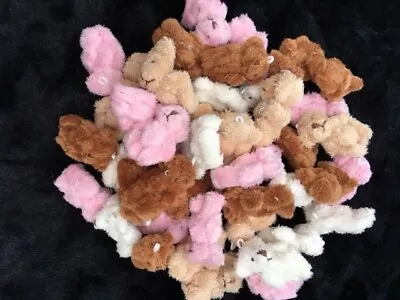 MINIATURE TINY SMALL JOINTED FLUFFY 6cm HANDMADE TEDDY BEARS BROWN PINKCREAM • £11.99