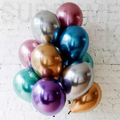 $10.99 • Buy 50 Mixed Metallic Balloons Chrome Shiny Latex 12  Thicken For Wedding Party Baby