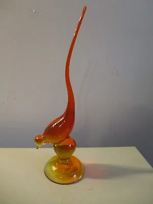 MCM Viking Glass Long Tail Bird Orange Glass No Reserve • $99