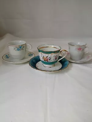 Lot Of 3 Mini Tea Cups & Saucers Mixed Lot 2 (H) • $19.95