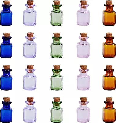 20 Pack 2ml Small Mini Glass Bottle Jars With Cork Stopper Lids • £13.49