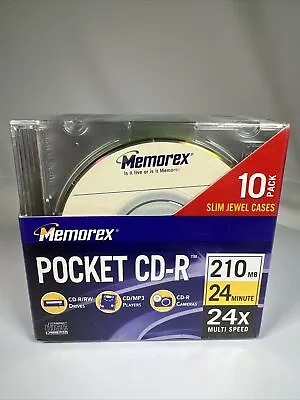 Memorex Pocket CD-R Mini CD Disc With Jewel Cases Pack Of 10 210 MB 24 Min NEW • $9.99