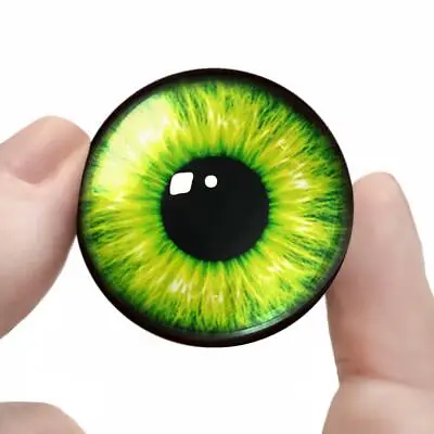 Green Monster Glass Eyes Realistic Taxidermy Eyeball 35mm Set • $14.99