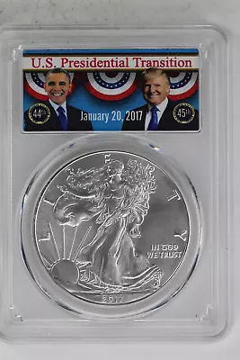 U.S. Presidential Transition 2017 American Silver Eagle PCGS MS 70 • $46