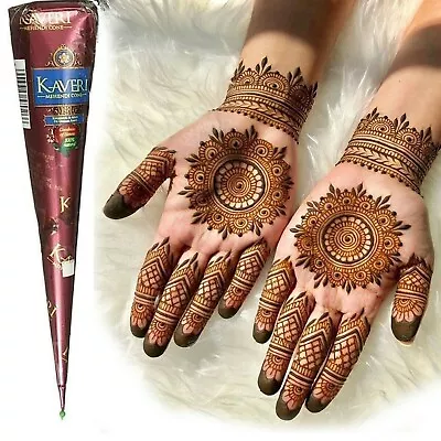 1 X Kaveri Natural Mehndi Henna Cones 25g Temporary Tattoo Art Designs Brown • $8.54