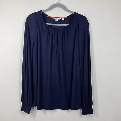 Boden Popover Stretchy Knit Top Women’s Size 8 Keyhole Long Sleeve • $18.99