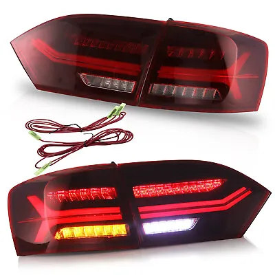 Customized RED CLEAR LED Tail Lights W/ Sequential Turn For 11-14 Jetta MK6 • $219.99