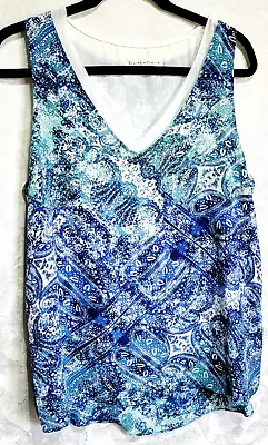 Paisley Violet & Claire LGE Pullover Sleeveless Top Layered Lined V-Neck • $8