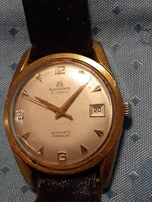 Men's Estate Vintage Retro '70s Bucherer Automatic 21 Jewel Dress Watch - RUNS! • $30