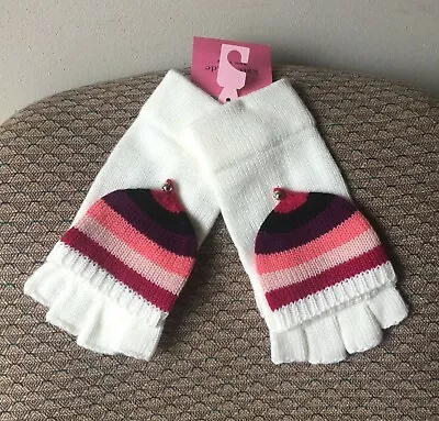 Kate Spade Multi-Stripe Pop-Top Knit Mitten Gloves - French Cream Multi (NWT) • $34.99