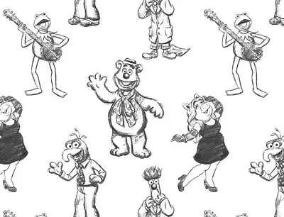Fat Quarter Fabric  Muppet Babies Sketch Kermit Miss Piggy Fozzie Bear Gonzo Fq • $2.99