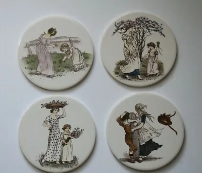 4 Vintage H & R Johnson LTD England Women & Children Round Tiles ~ 6  • $79.99