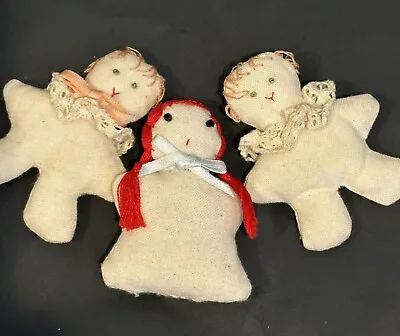 Set Of 3 VintageHandcrafted Miniature 2” Dollhouse Baby Rag Dolls Plush Handmade • $6.99