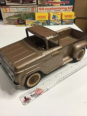 Vintage Tonka Toys 1959 Brown Sportsman Pickup Truck 13” Pressed Steel Parts Res • $52