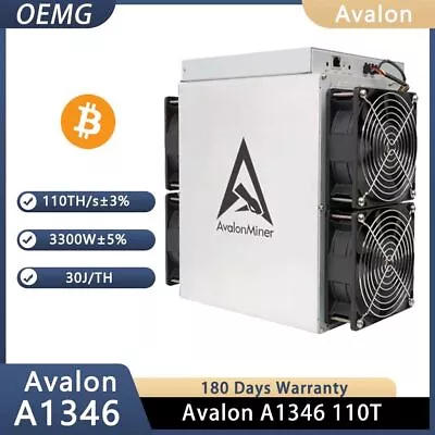 Avalon A1346 110TH/s  3300W Bitcoin Miner BTC Asic Miner Crypto Machine • $2839.20