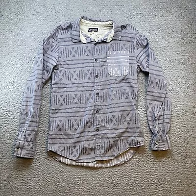 Modern Amusement Shirt Mens Medium Gray Aztec Button Up Pocket Long Sleeve • $4.60