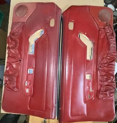 1987-1993 Ford Mustang Door Panels Card  Scarlet Red Convertible Leather Pocket • $300