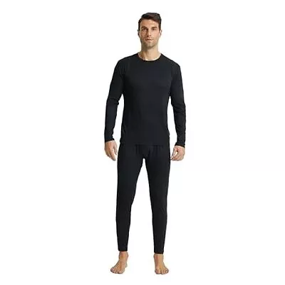  Mens Long Johns Thermal Underwear Set Long Sleeve Medium Black-thin Thermal • $12.21