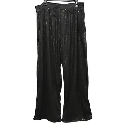 Shein Curve Black Sequin Pants Wide Leg Elastic Waist 4XL • $15