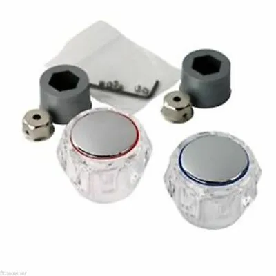 Acrylic Plastic Tap Head Replacement Kit Bathroom Kitchen Hot Cold Pair • £8.98