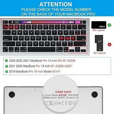 Keyboard Cover Skin With MAC OS Hot Keys For MacBook Pro 13 I Premium Shortcuts • $31.23