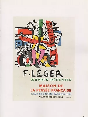 1989 VINTAGE  F. LEGER  OEUVRES RECENTES MOURLOT MINI POSTER COLOR Lithograph • $7.20