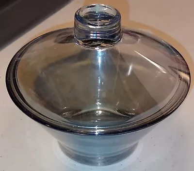 Vintage Clear Smoke Blue Tinted Glass Candy Jar Dish With Lid 5   • $10.97