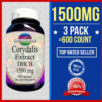 $49.98 • Buy 3 Pack Corydalis Extract DHCB 1000mg +500=1500 ( PAIN RELIEF) 600 Capsules USA 