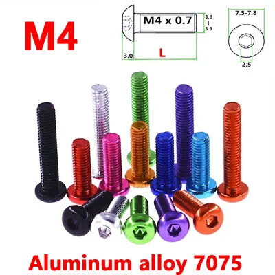 M4 Aluminium Button Head Screws - Allen Key Bolts Hex Head - Anodised - Coloured • $5.49