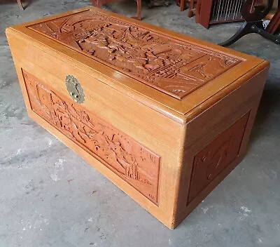 Vintage Chinese Camphor Wood Chest Trunk       Delivery Available • £275