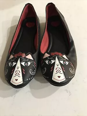 TUK Day Of The Dead Kitty Flats Dia De Los Muertos T.U.K. Women's Size 6 13133 • $34.99