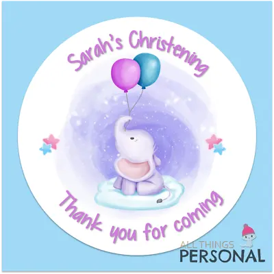 £3.49 • Buy Personalised Christening Day Stickers Party Bag Sweet Cone Seals Thank You Girls