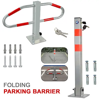 Folding Locking Parking Bollard Post Barrier Security Driveway Car Park Drive UK • £18.45