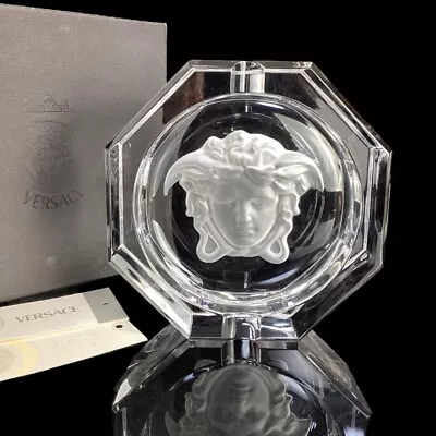 Versace Rosenthal Crystal Glass Ashtray Medusa Octagon Large Size With Box • $177