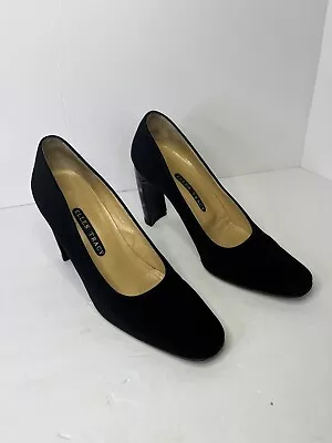 Ellen Tracy Womens Vero Cuoio Square Toe Shoes Size 7.5 Black Chunky Block Heels • $19