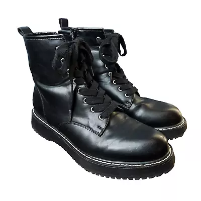Madden Girl Combat Boots Womens 10 M Kurrt Black Lace Up Zip Chunky Grunge • $21.55