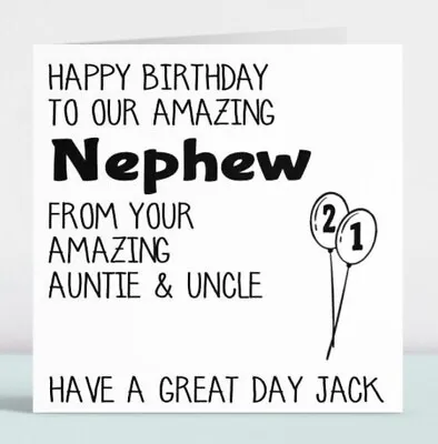 £3.49 • Buy Personalised Funny Happy Birthday Card Gift For Him To Our Amazing Nephew 175