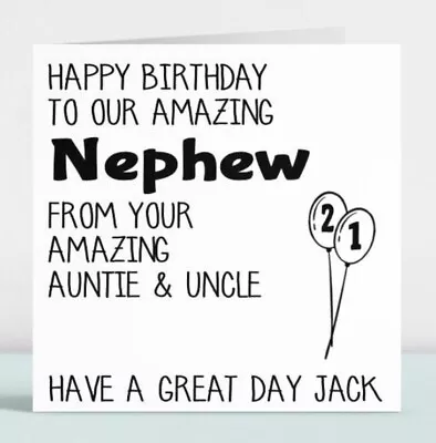 £3.49 • Buy Personalised Funny Happy Birthday Card Gift For Him To Our Amazing Nephew 175