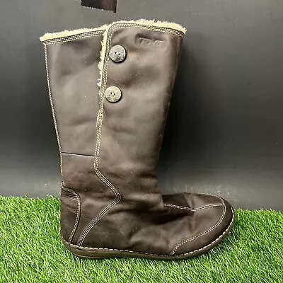 Teva Tonalea Tall Boots Womens 8.5 Brown Leather Waterproof Fur Winter Warm • $38.88