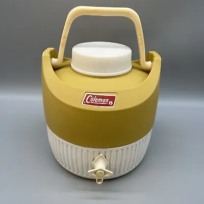 Vintage Coleman Water Jug Made In Wichita KS  Harvest Gold Yellow Color 1976 • $34