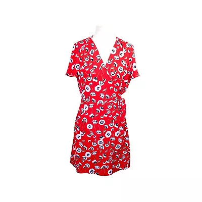 J.Crew NWT Wrap Dress Size US 6 AU 10 Red Floral Pattern Short Sleeves Polyester • $44.95