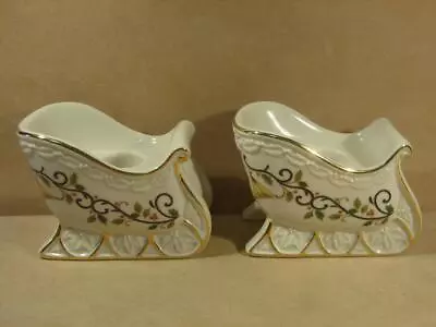 Mikasa Holly Sleigh Candle Holder Set KT410 Fine China • $14.95