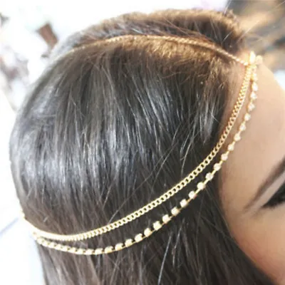 Metal Multilayer Boho Head Chain Headband Wedding Hairstyle Hair Access@t@ • £3.32