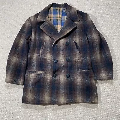 VINTAGE Mackinaw Jacket Mens 42 Medium Shadow Plaid Wool Cruiser Sportswear 50s • $227.32
