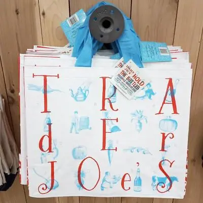 $10 • Buy 1 Trader Joes Reusable Shopping Tote Bag Holds Wine Bottles Food&Wine Theme New