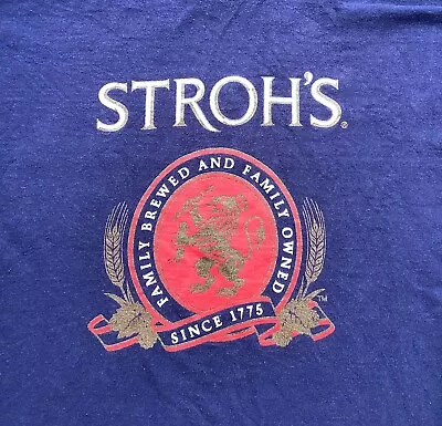 Vtg 90s Stroh's Beer T Shirt Single Stitch Promo Classic Logo Gold Print FOTL L • $34.99