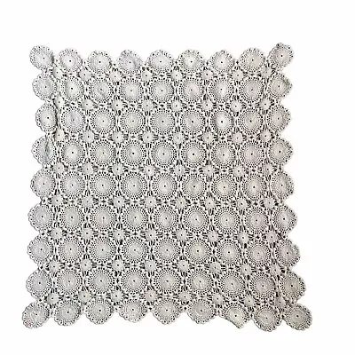 VTG Hand Crocheted Ecru Tablecloth Lace Table Cover Square 32” Granny Cottage • $13.99