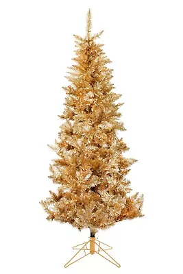 6.5 Ft Rose Gold Slim Artificial Xmas Christmas Tree 624 Tips UL 350 Clear • $166.38