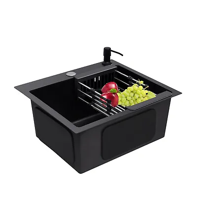 NEW Kitchen Sink Undermount Drop-in Single Bowl Stainless Steel Black 40X45cm  • £80.04