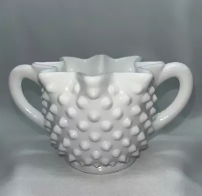 Vintage Fenton Hobnail White Milk Glass Star Shaped Sugar Bowl 3  • $7.99